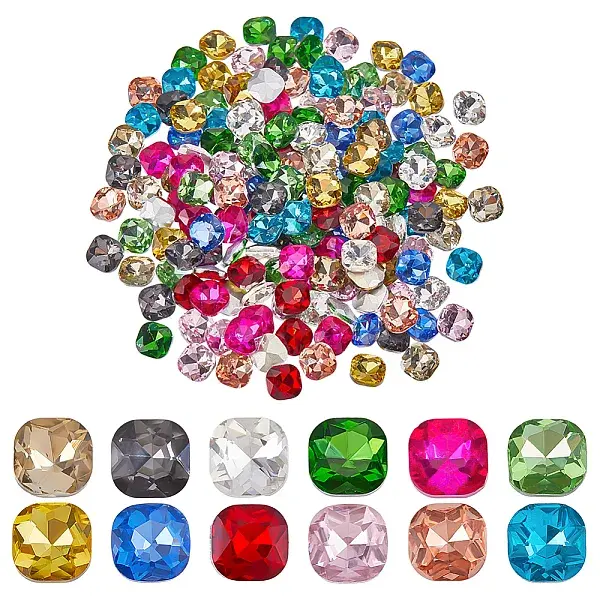 192Pcs 12 Colors Glass Rhinestone Cabochons