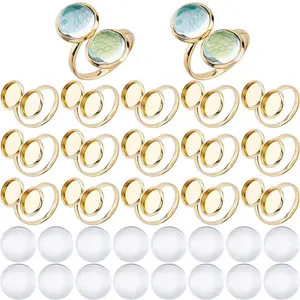 20Pcs 304 Stainless Steel Open Cuff Ring Findings