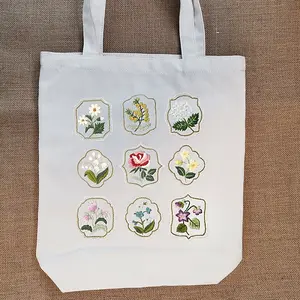 DIY Flower Pattern Tote Bag Embroidery Kit