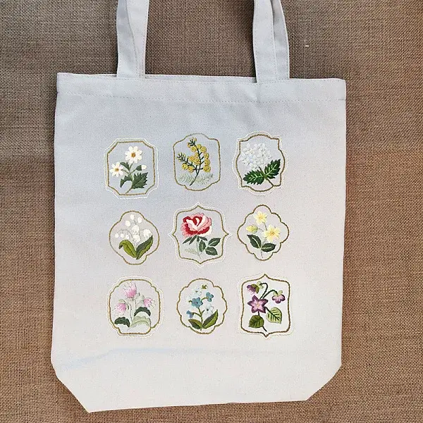 DIY Flower Pattern Tote Bag Embroidery Kit