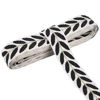 3 Yards Polyester Leaf Jacquard Ribbons
