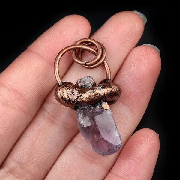 Amethyst with Metal Pendants