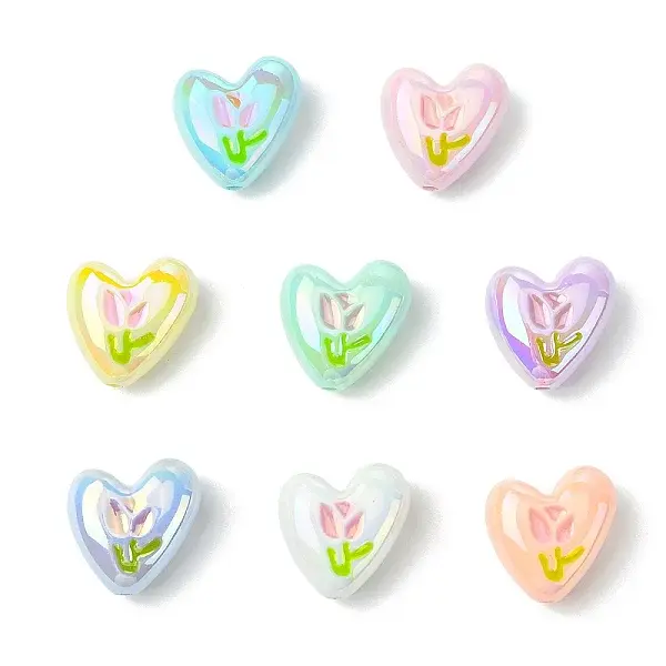 8Pcs 8 Colors UV Platings Acrylic Beads