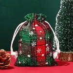 Christmas Themed Burlap Drawstring Bags