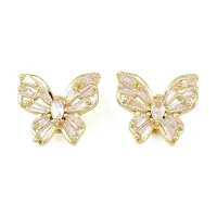 Brass Micro Pave Clear Cubic Zirconia Beads