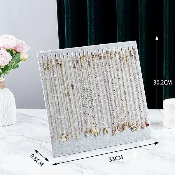 Velvet Necklace Organizer Display Stands for 24 Necklaces