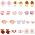 72Pcs 12 Styles Valentine's Day Themed Opaque Resin Cabochons