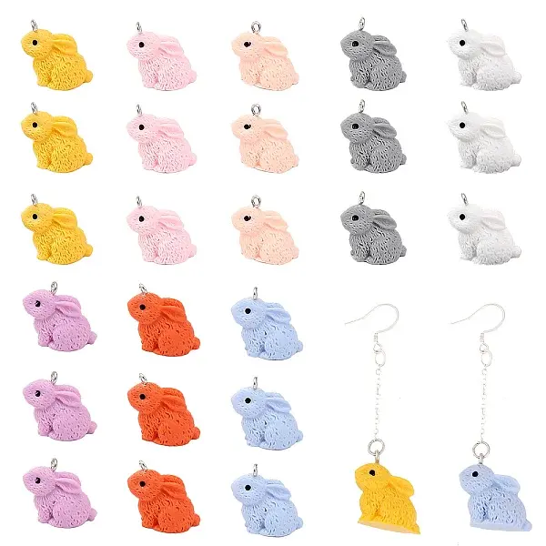 24Pcs 8 Colors Opaque Resin Pendants