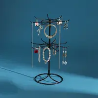 2-Tier Rotatable Iron Jewelry Display Organizer Holder for Necklaces