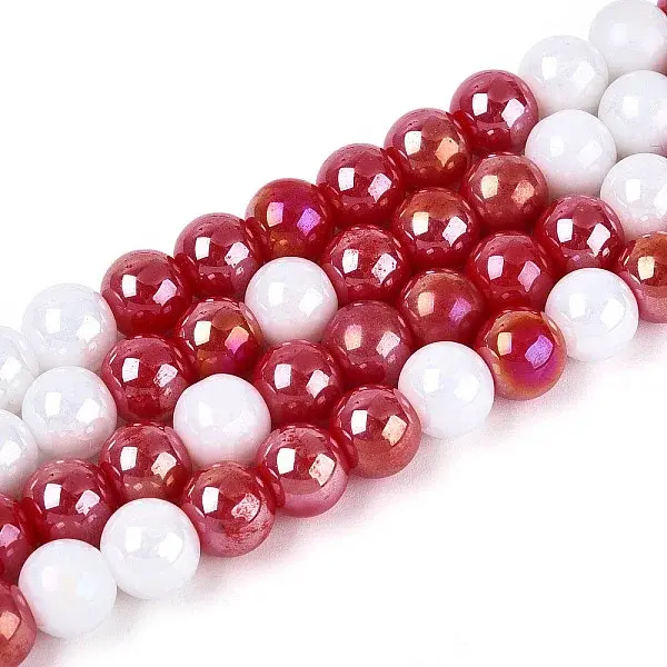 Pearlized Opaque Glass Round Beads Strands