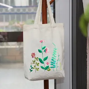 DIY Flower Pattern Tote Bag Embroidery Kit