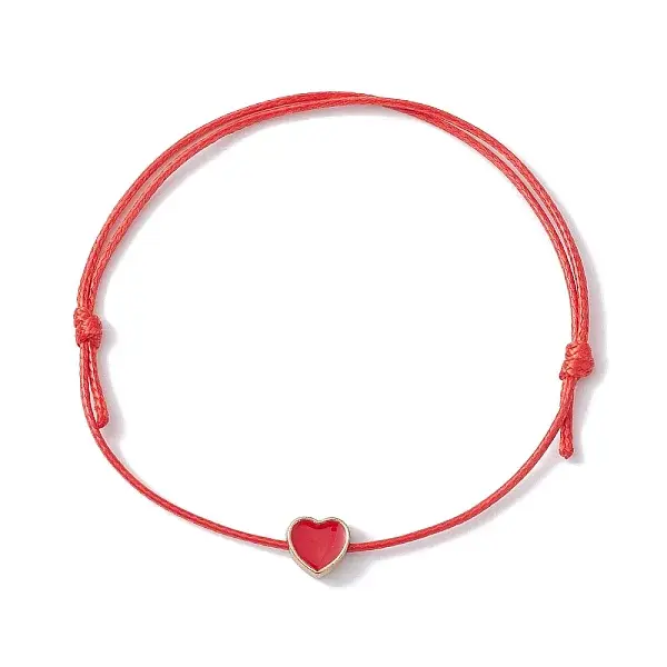 10Pcs Alloy Enamel Heart Braided Bead Bracelets Set