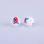 Printed Round with Egg Pattern Silicone Focal Beads