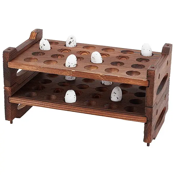 48-Slot 2-Tier Solid Wood Sectioned Quail Egg Holder