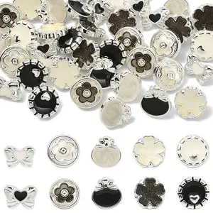 40Pcs 10 Styles 1-Hole Alloy Shank Buttons