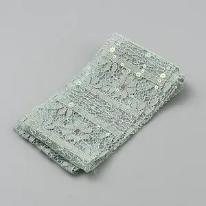 Polyester Flower Lace Ribbons with Paillettes