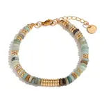 Retro Natural Jade & Stainless Steel Beaded Bracelets for Women