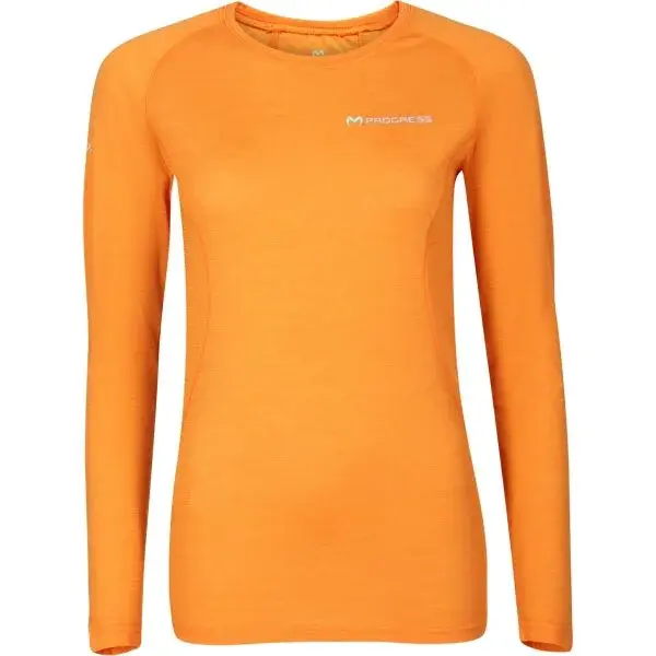 PROGRESS MA NDRZ 125 Dámske merino tričko s dlhým rukávom, oranžová, veľkosť