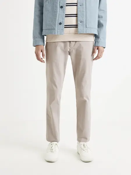 Béžové pánske skrátené straight fit rifle Celio