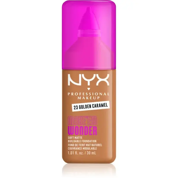 NYX Professional Makeup Make ‘Em Wonder lehký matující make-up odstín 23 Golden Caramel 30 ml