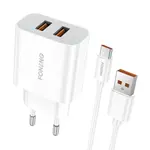 Foneng EU45 nabíječka 2x USB-A + kabel USB-C, bílá