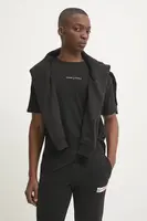 Bavlněné tričko Tommy Jeans černá barva, s aplikací, DM0DM21110