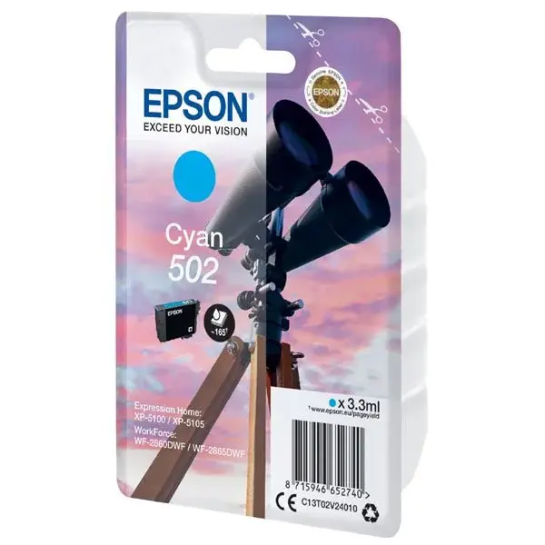 Epson 502 T02V24010 azúrová (cyan) originálna cartridge