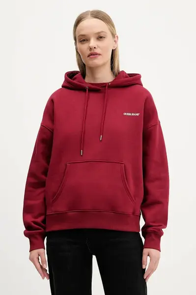 Mikina Guess Jeans dámská, béžová barva, s kapucí, W4BQ21 KC811