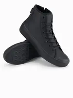 Ombre Men's high top sneakers with zipper for easy donning - black