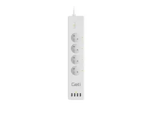 Prodlužovací přívod Smart GETI GSS04, 4 zásuvky, 4x USB, Tuya