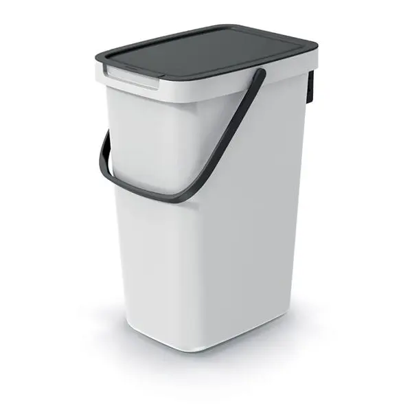 Koš odpadkový SYSTEMA Q COLLECT popelavý s černým víkem 12l