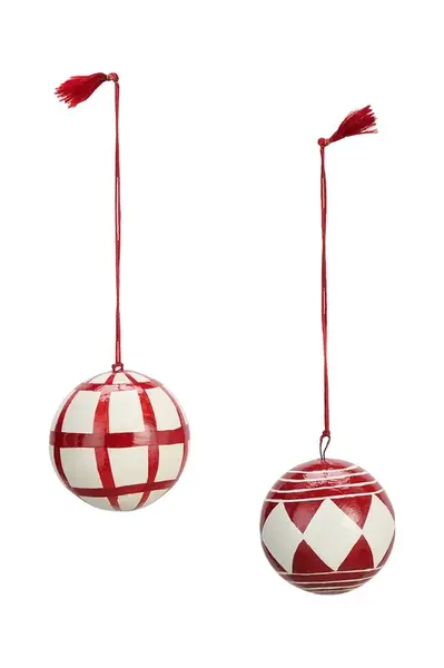 Madam Stoltz  sada vánočních baněk z papíru 2-pack 5 cm
