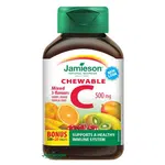JAMIESON Vitamín C 500 mg mix tří ovocných příchutí 120 žvýkacích tablet