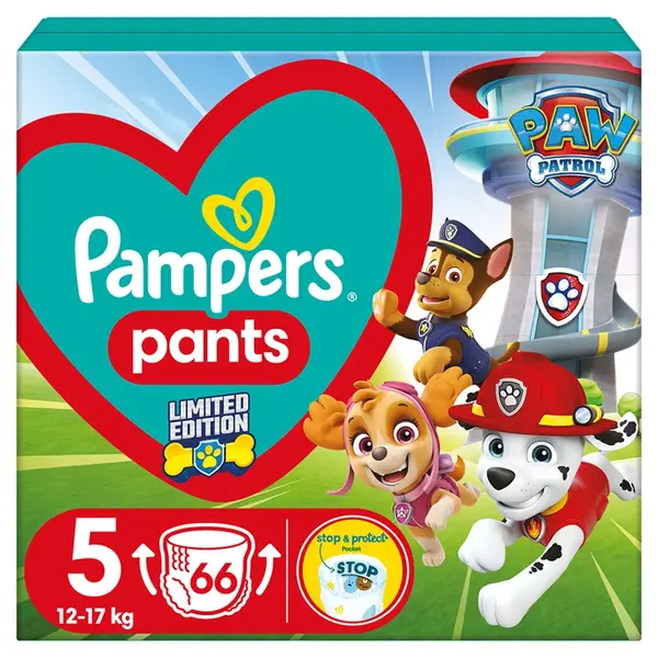 PAMPERS Baby dry edice Paw Patrol vel. 5 plenkové kalhotky 12-17 kg 66 ks