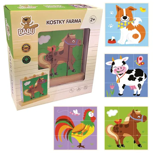 BABU Kostky - zvířatka z farmy 9 ks