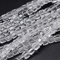Faceted Cube Transparent Glass Beads Strands