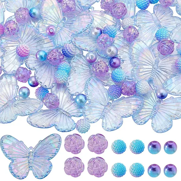 100Pcs 4 Styles Acrylic Beads