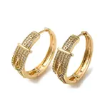 Brass Micro Pave Cubic Zirconia Dangle Hoop Earrings