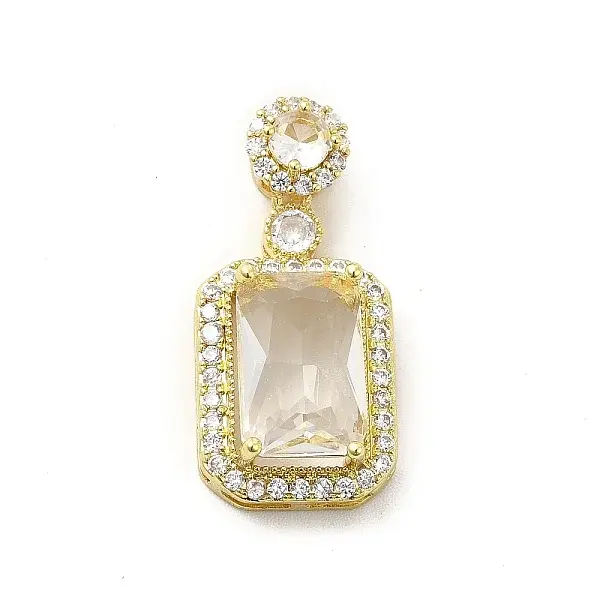 Brass Micro Pave Clear Cubic Zirconia Pendants