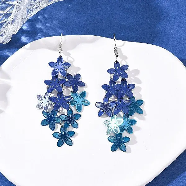 430 Stainless Steel Flower Dangle Earrings