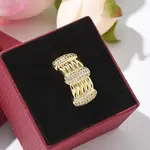 Brass Micro Pave Clear Cubic Zirconia Cuff Finger Rings for Women