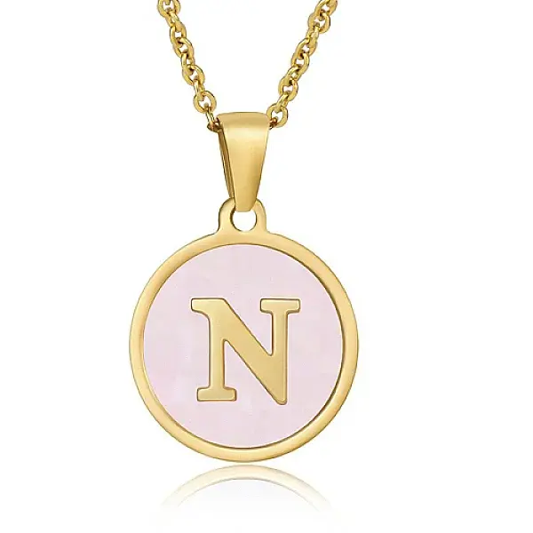 Natural Shell Initial Letter Pendant Necklace