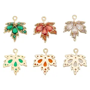6Pcs 3 Colors Brass Micro Pave Cubic Zirconia Pendants