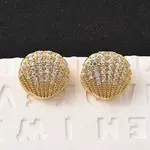 Brass Micro Pave Clear Cubic Zirconia Shell Shape Hoop Earrings
