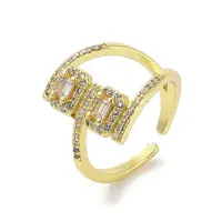 Brass Pave Cubic Zirconia Open Cuff Rings