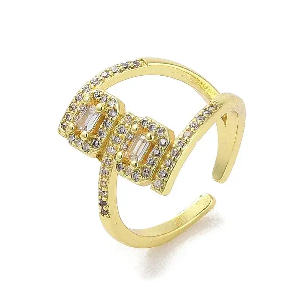Brass Pave Cubic Zirconia Open Cuff Rings