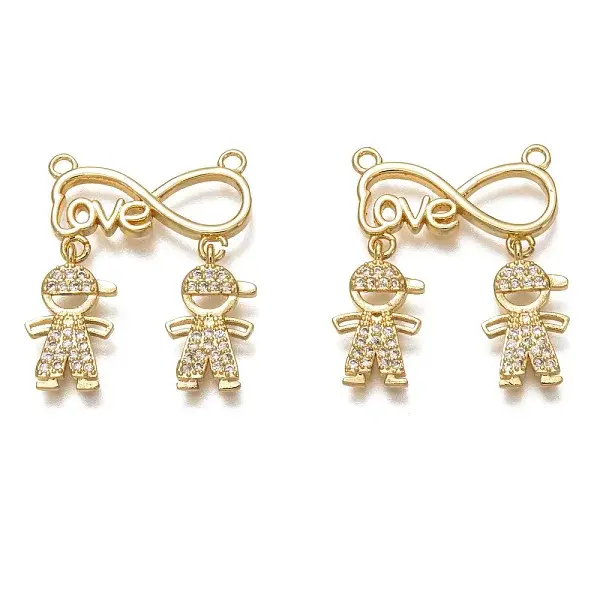 Brass Micro Pave Clear Cubic Zirconia Pendant Link