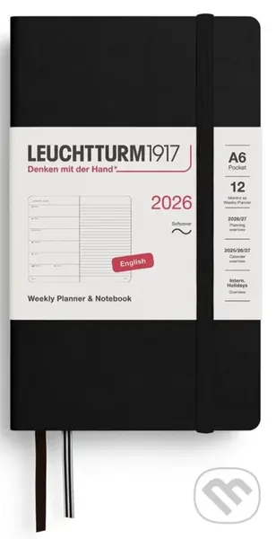 Weekly Planner & Notebook 2026 Pocket (A6) Black
