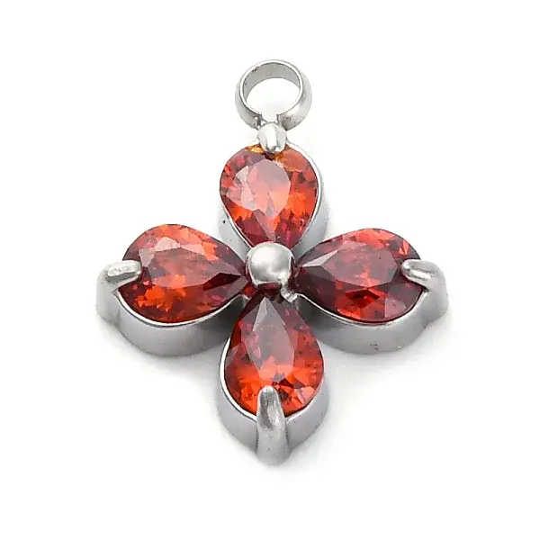 304 Stainless Steel Micro Pave Cubic Zirconia Pendants