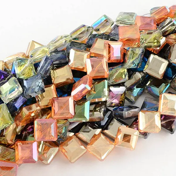 Transparent Electroplate Faceted Glass Beads Strands